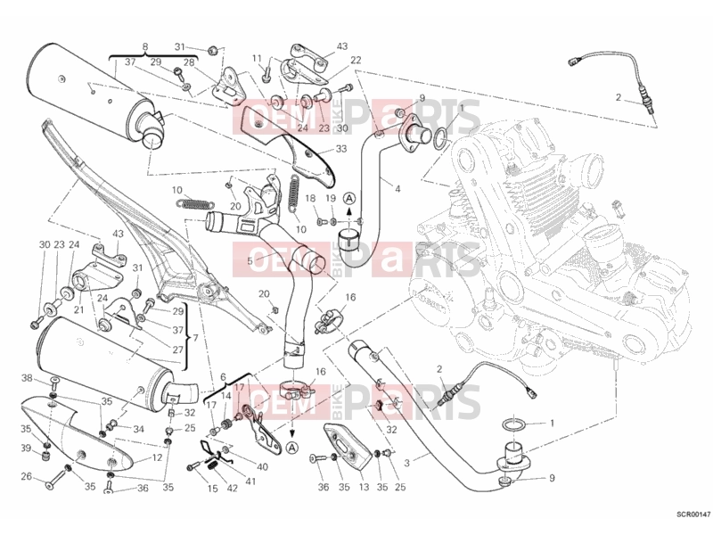 DUCATI 2011 Monster 696 ABS EXHAUST SYSTEM » EXHAUST SYSTEM