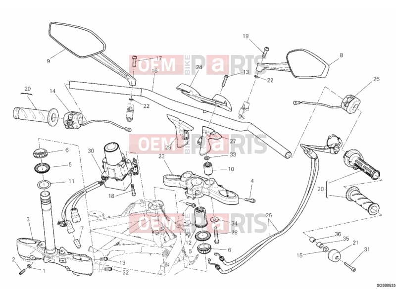 DUCATI 2011 Diavel HANDLEBAR » HANDLE BAR