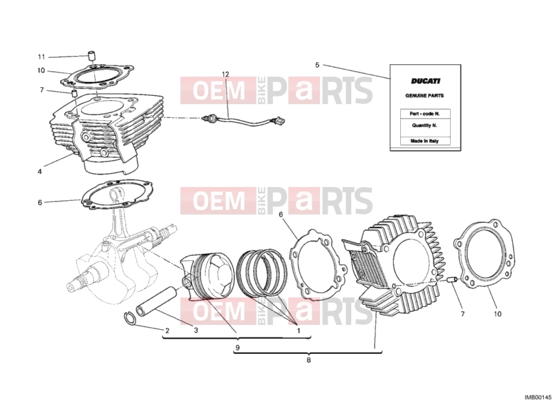 DUCATI 2010 Monster 696 ABS CYLINDER - PISTON » ENGINE CASE