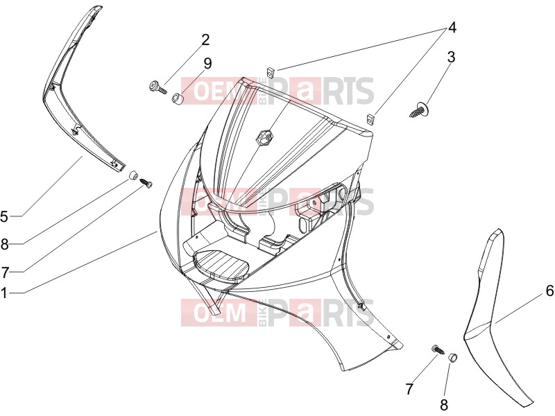 Frame - Plastic parts - Coachwork » Front shield - Piaggio Beverly 125 2007