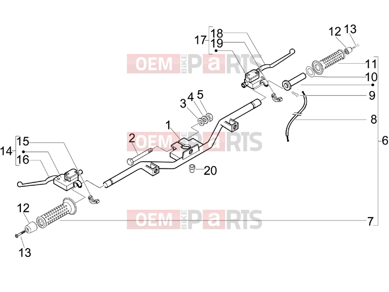 Handlebars/Steering » Handlebars - Master cil. - Piaggio Beverly 125 Tourer 2008