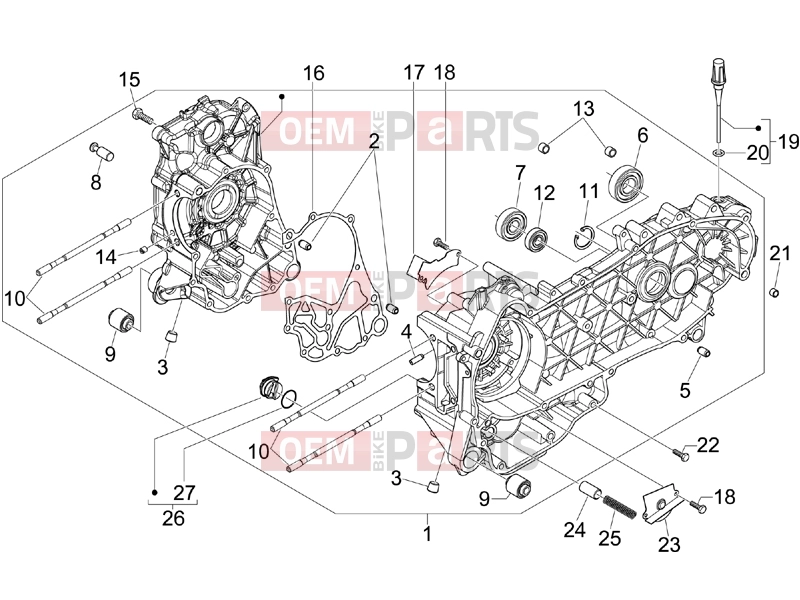 Engine » Crankcase - Piaggio Beverly 250 Tourer 2007