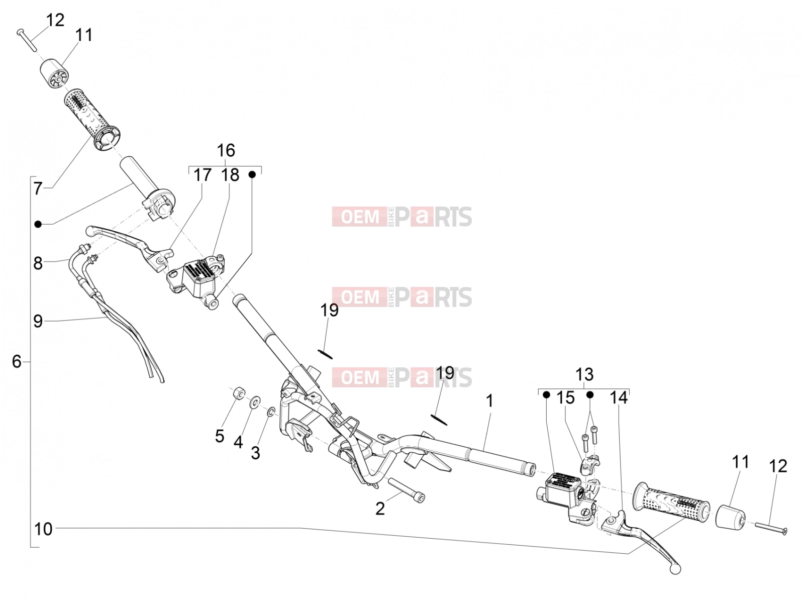 Handlebars/Steering » Handlebars - Master cil. - Piaggio Beverly 300 ie ABS 2018