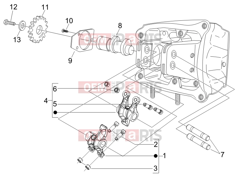 Engine » Rocking levers support unit - Piaggio Beverly 400 ie Tourer 2009