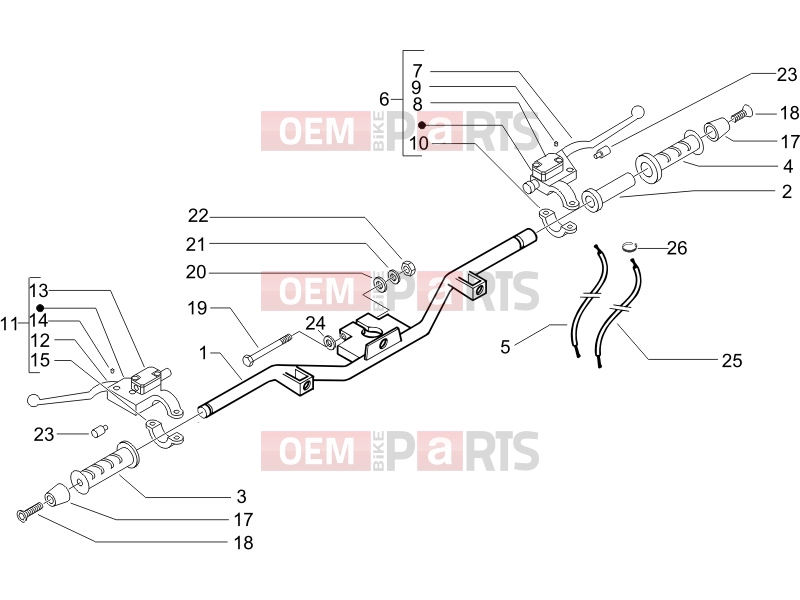 Handlebars/Steering » Handlebars - Master cil. - Piaggio Beverly 500 ie 2008