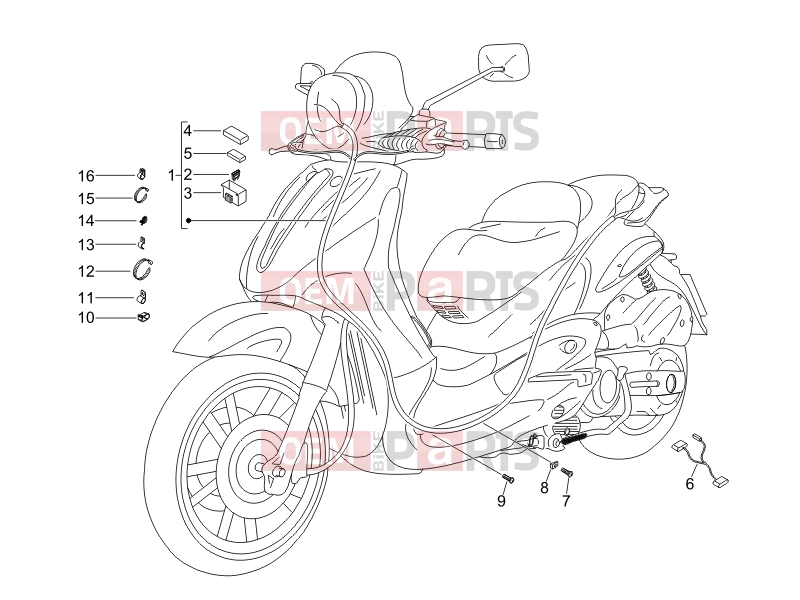 Electrical system » Main cable harness - Piaggio Beverly 500 ie 2008