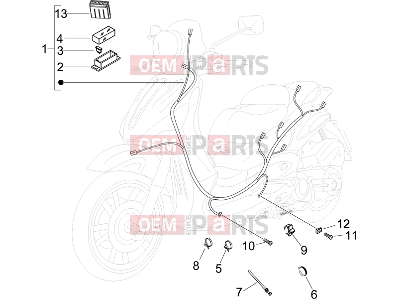 Electrical system » Main cable harness - Piaggio BV 500 ( USA / CA ) 2006