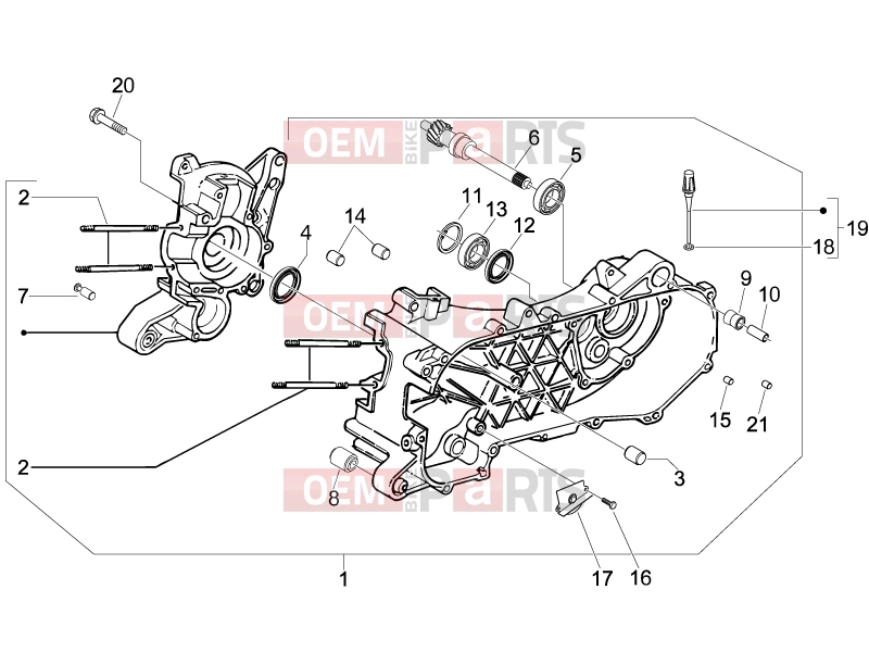 Engine » Crankcase - Piaggio Fly 100 2013