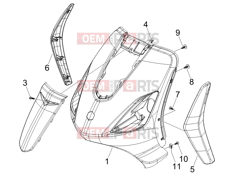 PIAGGIO Fly 125 Frame - Plastic parts - Coachwork » Front shield