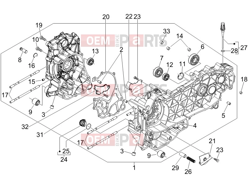 Engine » Crankcase - Piaggio Fly 125 2009