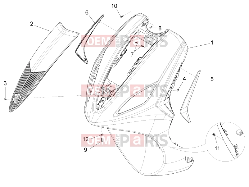 Frame - Plastic parts - Coachwork » Front shield - Piaggio Fly 150 2013
