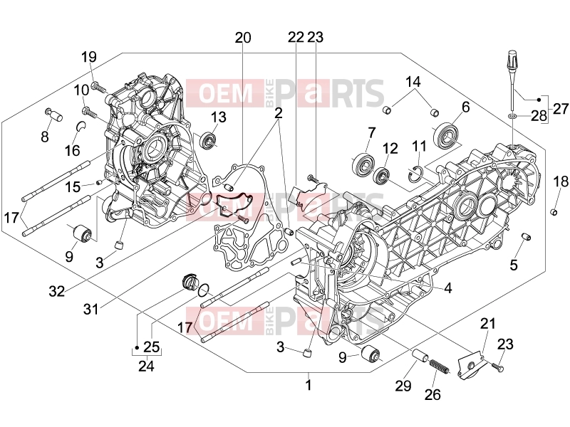 Engine » Crankcase - Piaggio Fly 150 2010