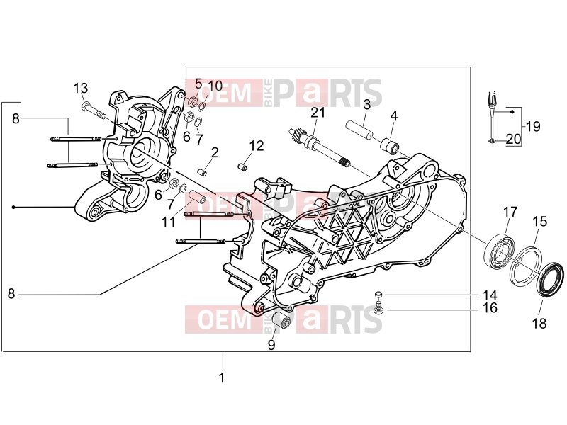 Engine » Crankcase - Piaggio Fly 50 2T 2005