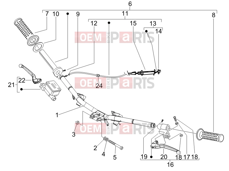 PIAGGIO Fly 50 4T Handlebars/Steering » Handlebars - Master cil.