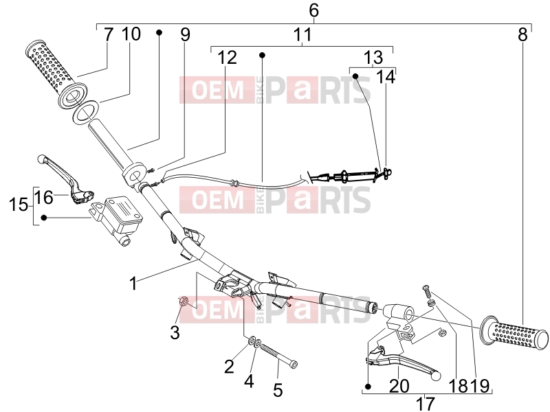 Handlebars/Steering » Handlebars - Master cil. - Piaggio Fly 50 4T 2012