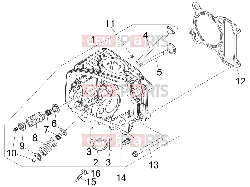 Engine » Head unit - Valve - Piaggio Fly 50 4T 2V 2013