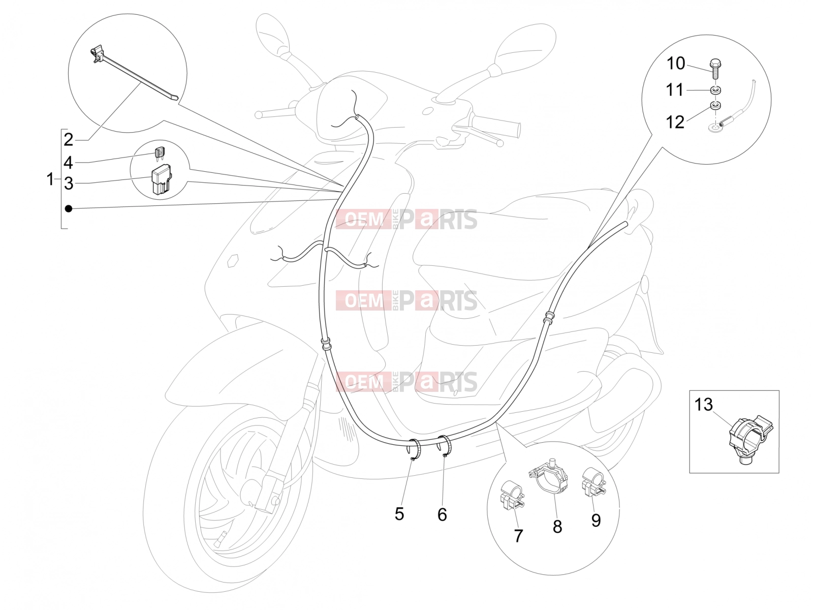 Electrical system » Main cable harness - Piaggio Fly 50 4T 2V 2014