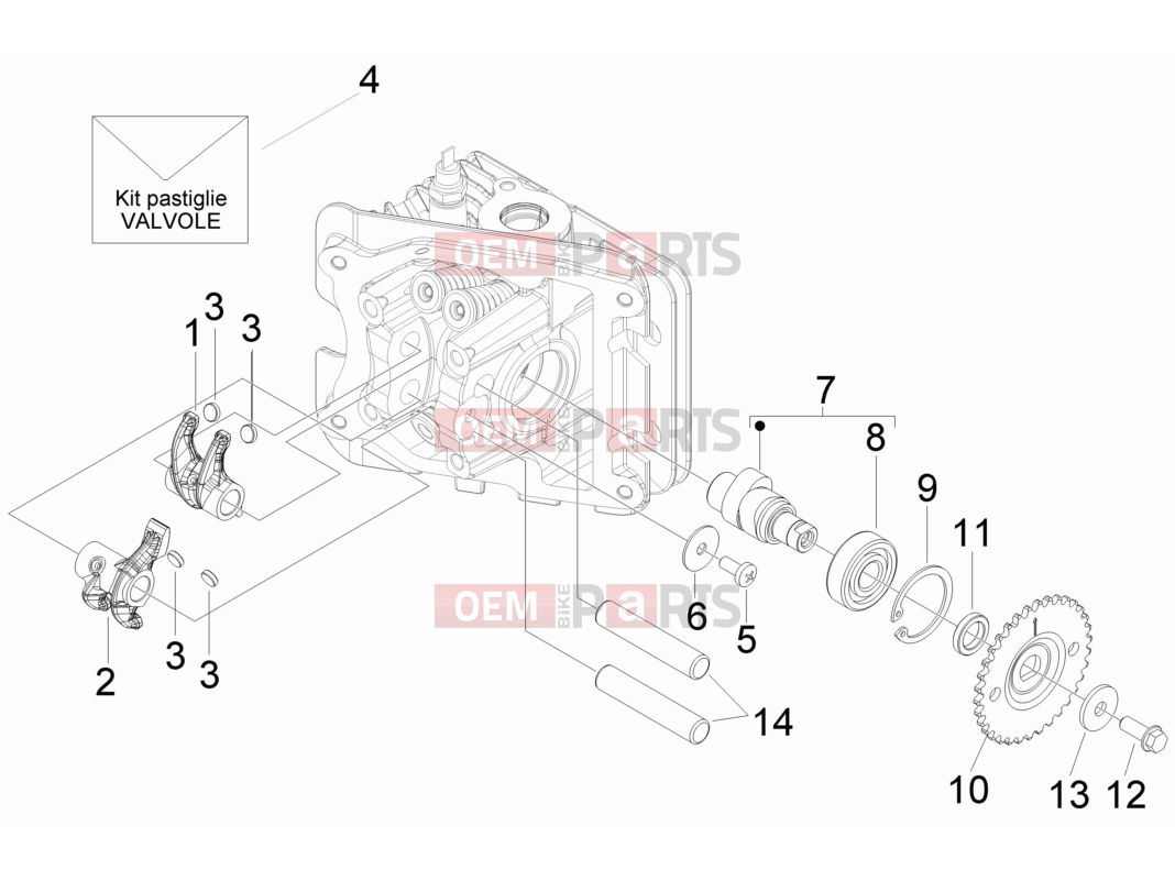 Engine » Rocking levers support unit - Piaggio Fly 50 4T 4V 2018