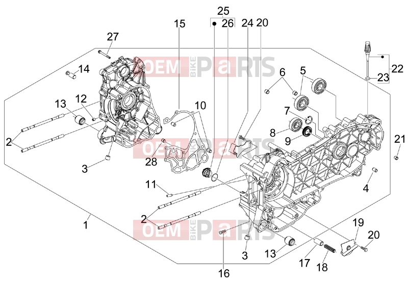 PIAGGIO MP3 125 Hibrid Engine » Crankcase