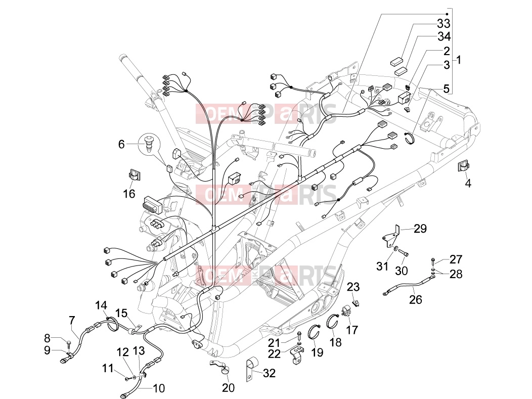 Electrical system » Main cable harness - Piaggio MP3 400 ie 2010