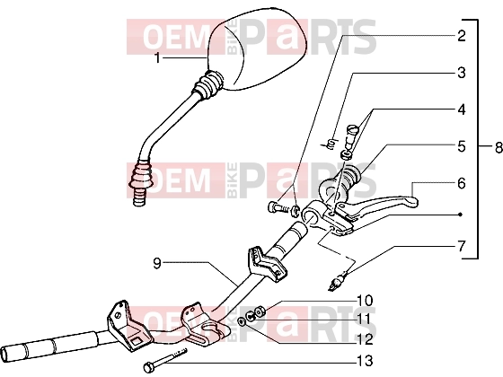 Handlebars » Handlebars component parts - Piaggio NRG