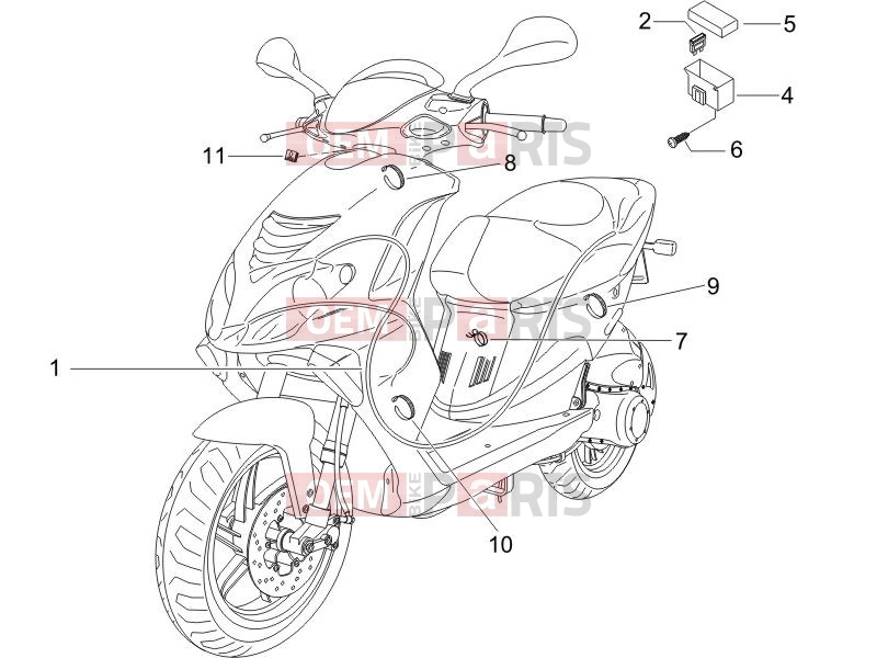 Electrical system » Main cable harness - Piaggio NRG Power DD 2005
