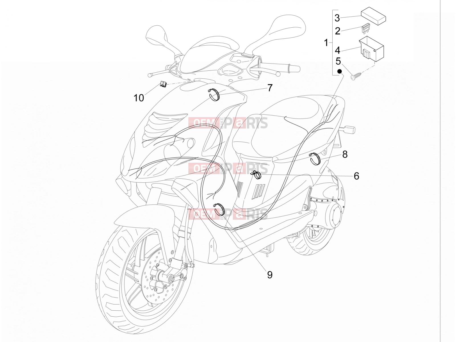 Electrical system » Main cable harness - Piaggio NRG Power DD 2012