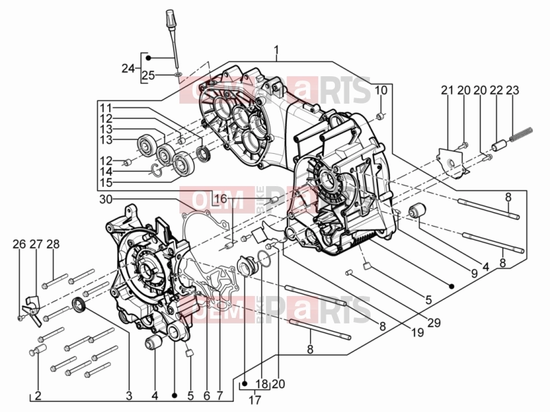 Engine » Crankcase - Piaggio Typhoon 125 4T 2V 2012