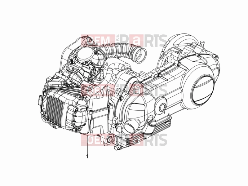 Engine » Engine, assembly - Piaggio Typhoon 125 4T 2V 2017