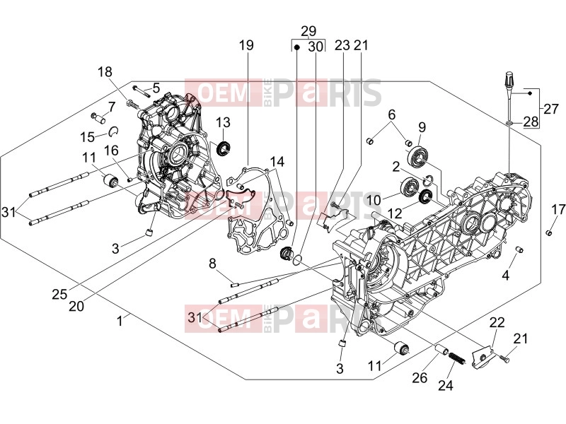 Engine » Crankcase - Piaggio X8 200 2007