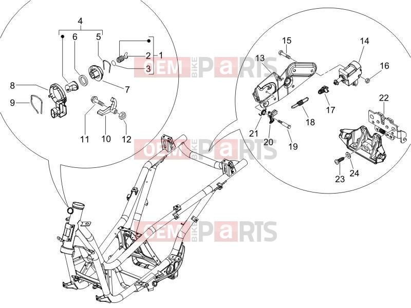 Frame - Plastic parts - Coachwork » Locks - Piaggio X9 250 Evolution 2006