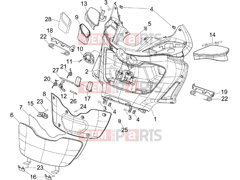 PIAGGIO X9 500 Evolution ABS Frame - Plastic parts - Coachwork » Front glove-box - Knee-guard panel