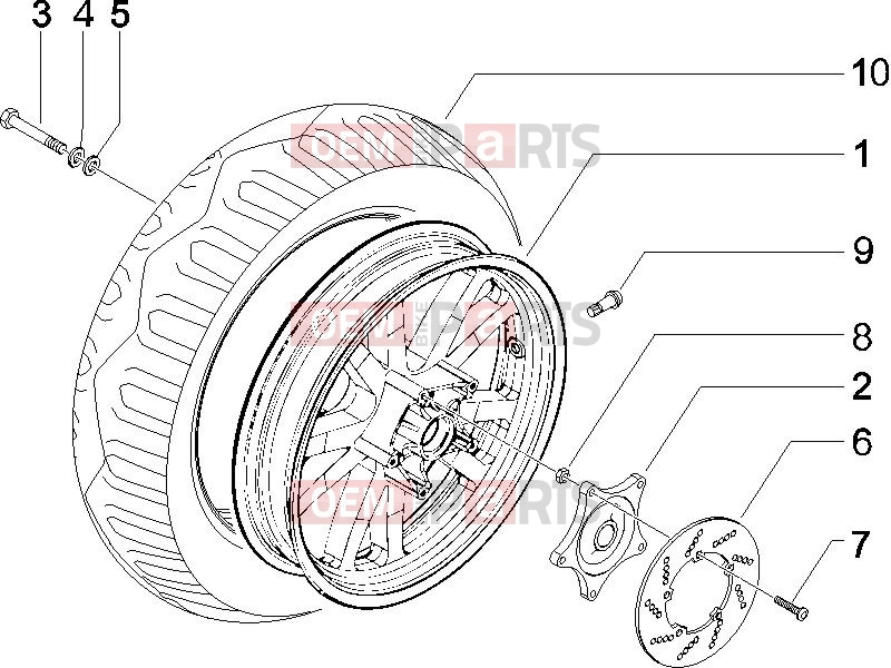 Suspensions - Wheels » Rear wheel - Piaggio X9 500 Evolution ABS 2007