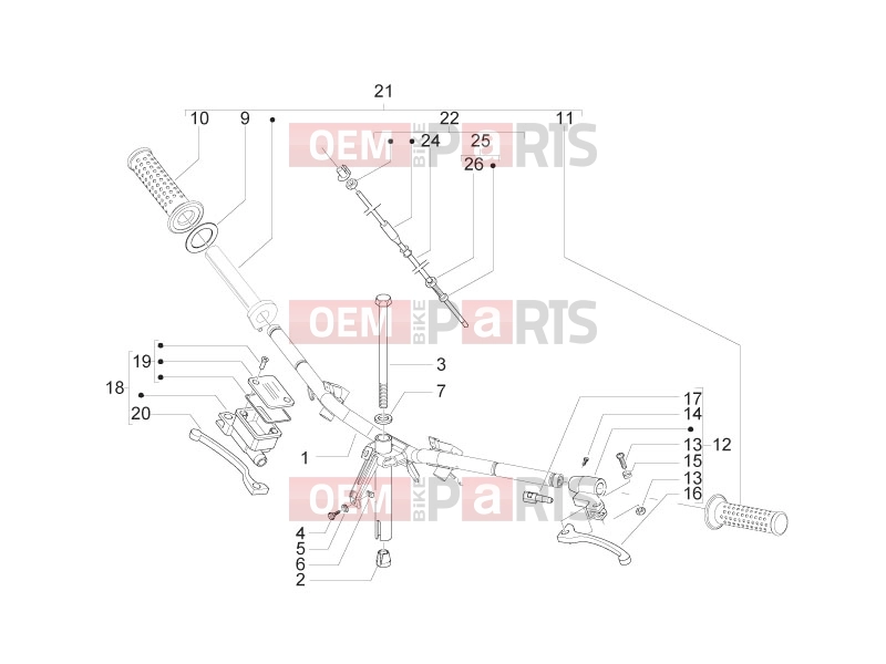 Handlebars/Steering » Handlebars - Master cil. - Piaggio Zip 50 2T 2014