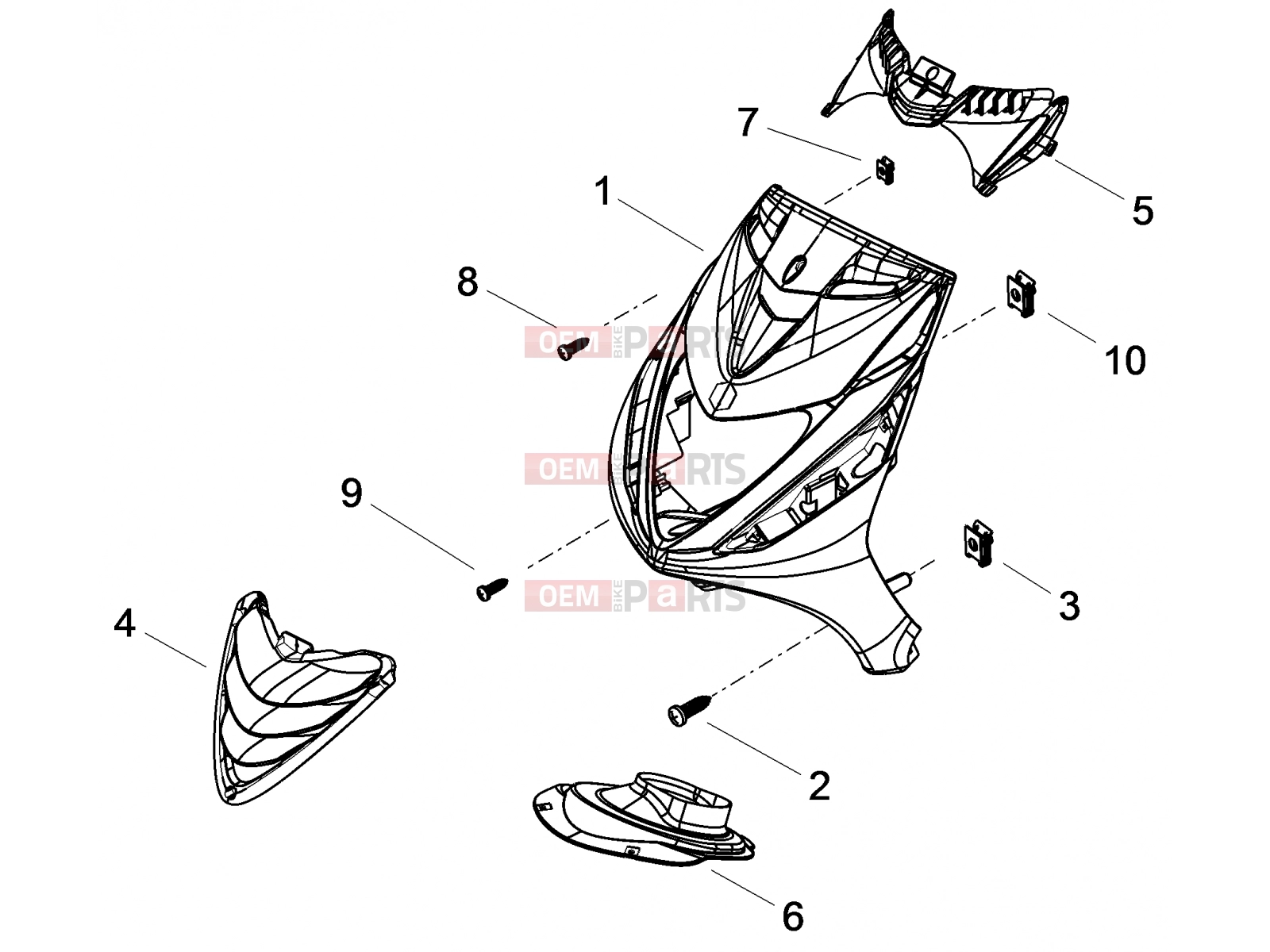 Frame - Plastic parts - Coachwork » Front shield - Piaggio Zip 50 SP 2007