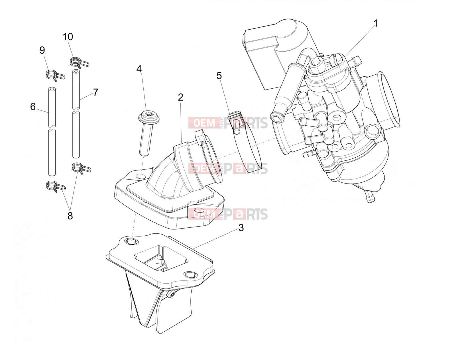 PIAGGIO Zip 50 SP Engine » Carburettor, assembly - Union pipe