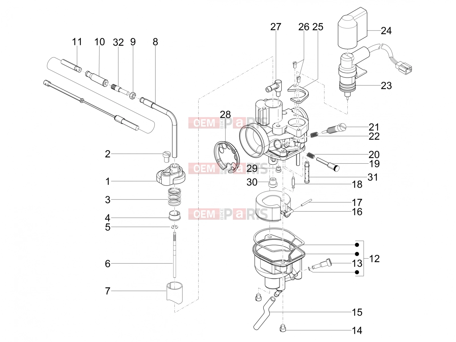 Engine » Carburetor's components - Piaggio Zip 50 SP 2014