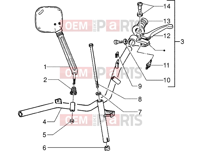 Handlebars » Handlebars component parts - Piaggio Zip 50 MY95