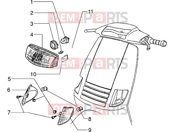 Electrical system » Headlamp - Piaggio Zip 50 MY95