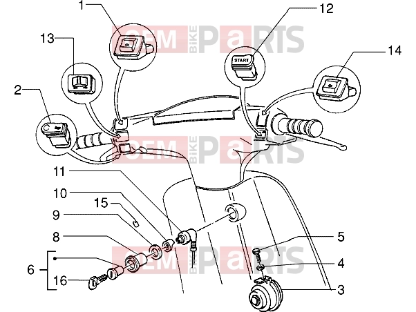 PIAGGIO Electrical system » Switch-Horn-Lock