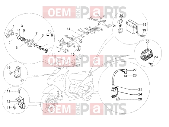 Electrical system » Electrical device - Piaggio Fly 50 4T