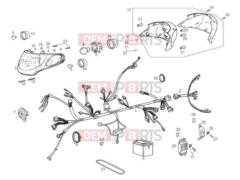 Electrical system » Electrical system components - Derbi Atlantis 50 2T Bullet 2011
