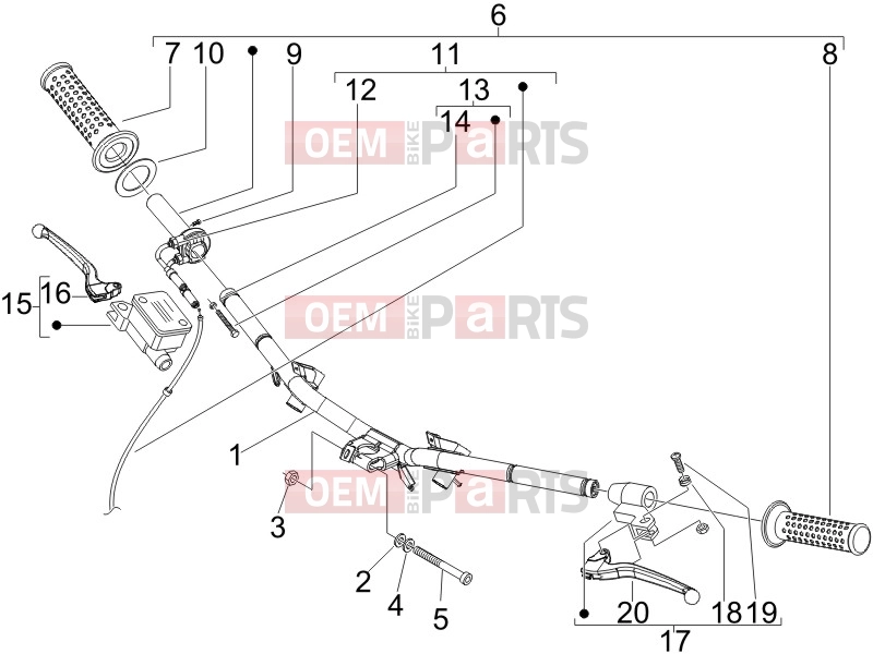 Handlebars/Steering » Handlebars - Master cil. - Derbi Boulevard 100 4T 2011