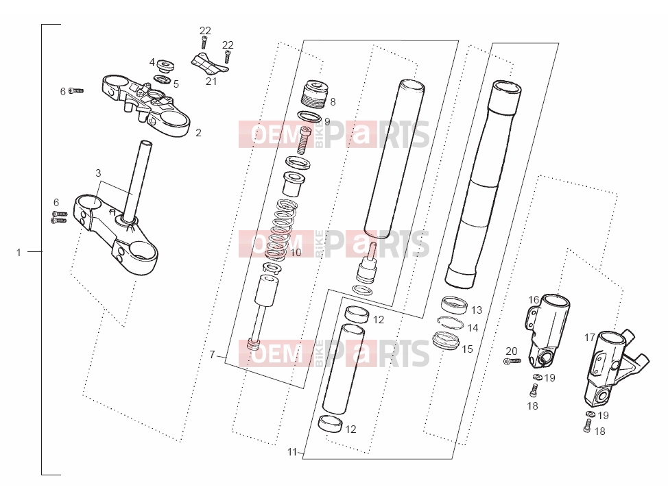 derbi GPR 50 NUDE Tables » Front fork