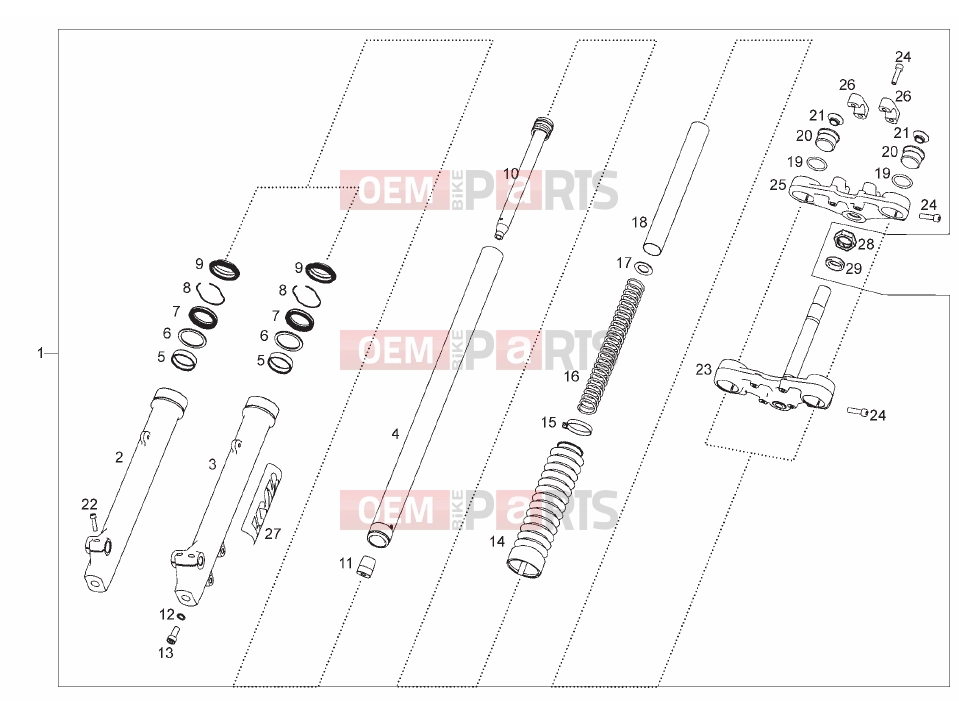 Tables » Front fork - Derbi Terra 125 2009