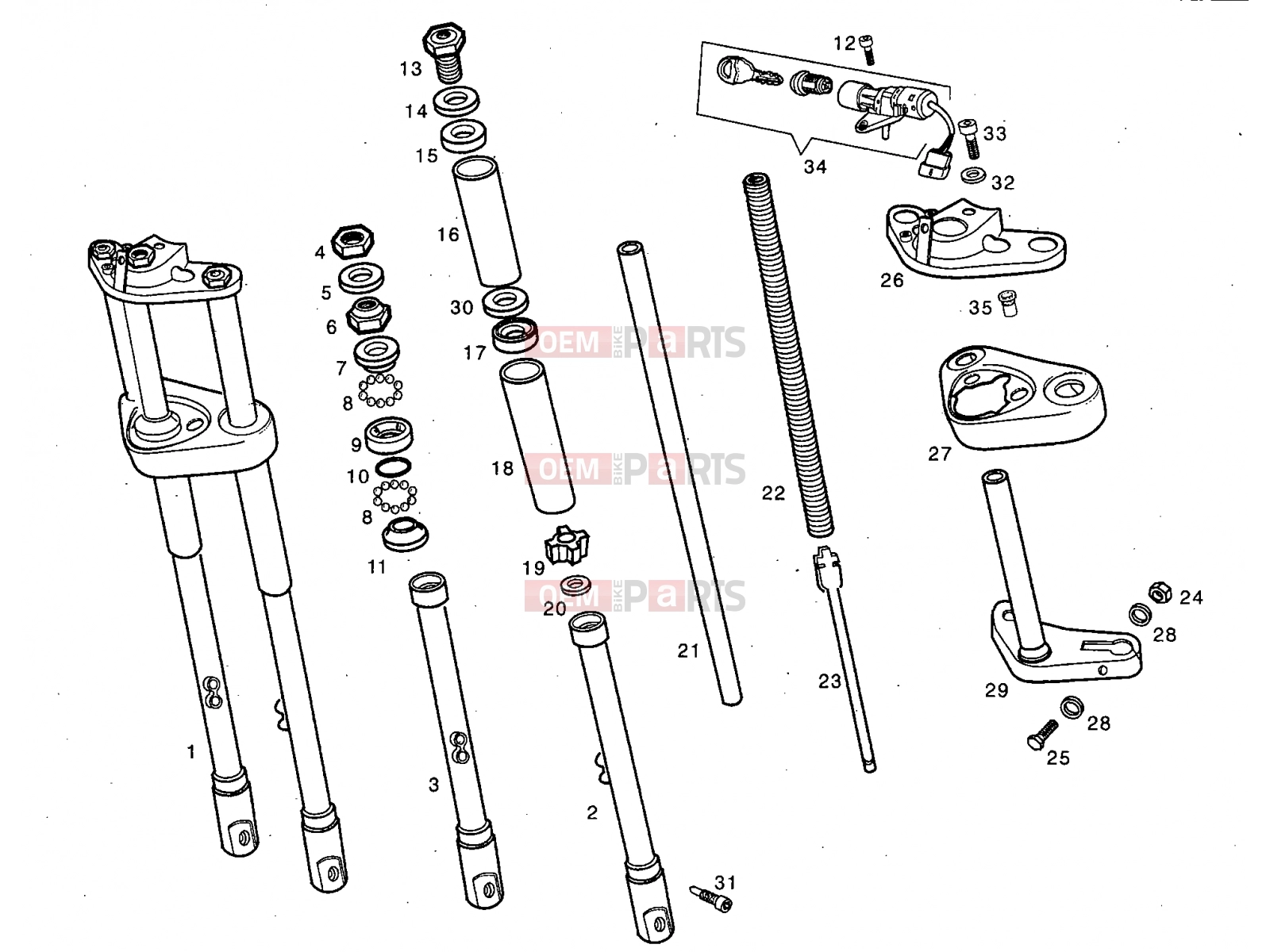 Tables » Front fork - Derbi Variant Courier 50 1998
