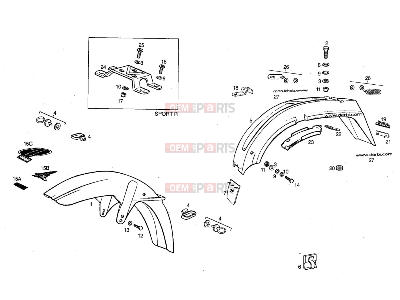 Tables » Front mudguard - Derbi Variant Start-Stop 50 2000
