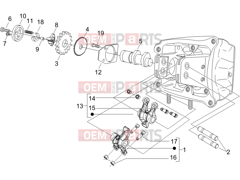 gilera 2007 Fuoco 500 Engine » Rocking levers support unit