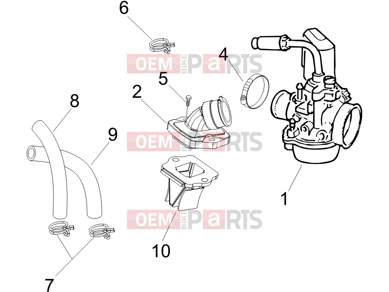 gilera 2013 Runner 50 SP Engine » Carburettor, assembly - Union pipe