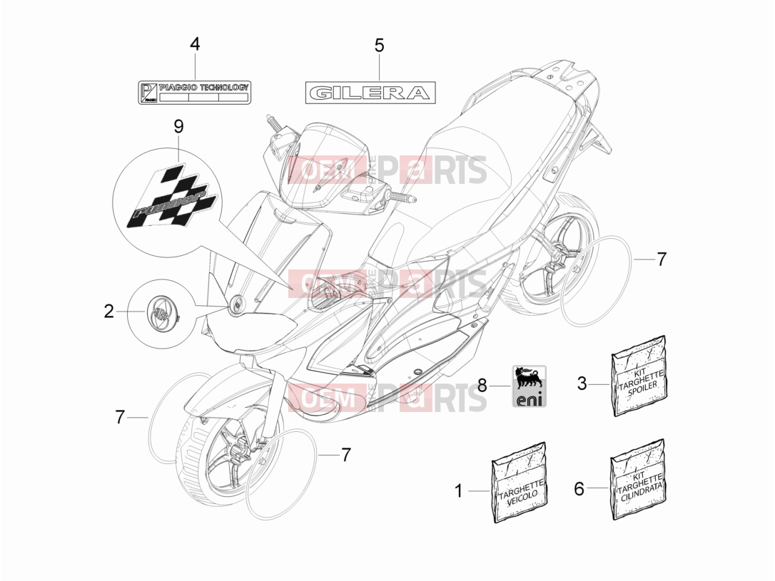 gilera 2019 Runner 50 SP Frame - Plastic parts - Coachwork » Plates - Emblems